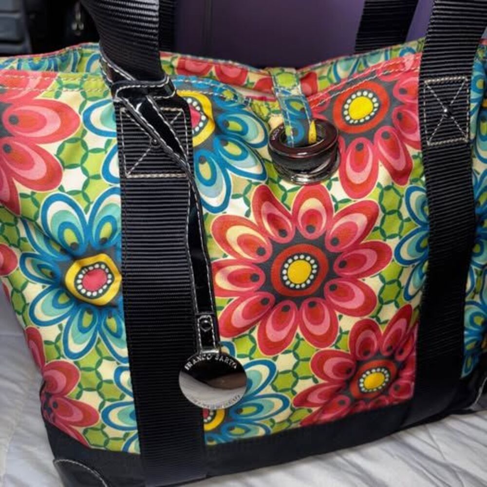 Y2k Franco Sarto Nylon Floral Tote School Work Bag